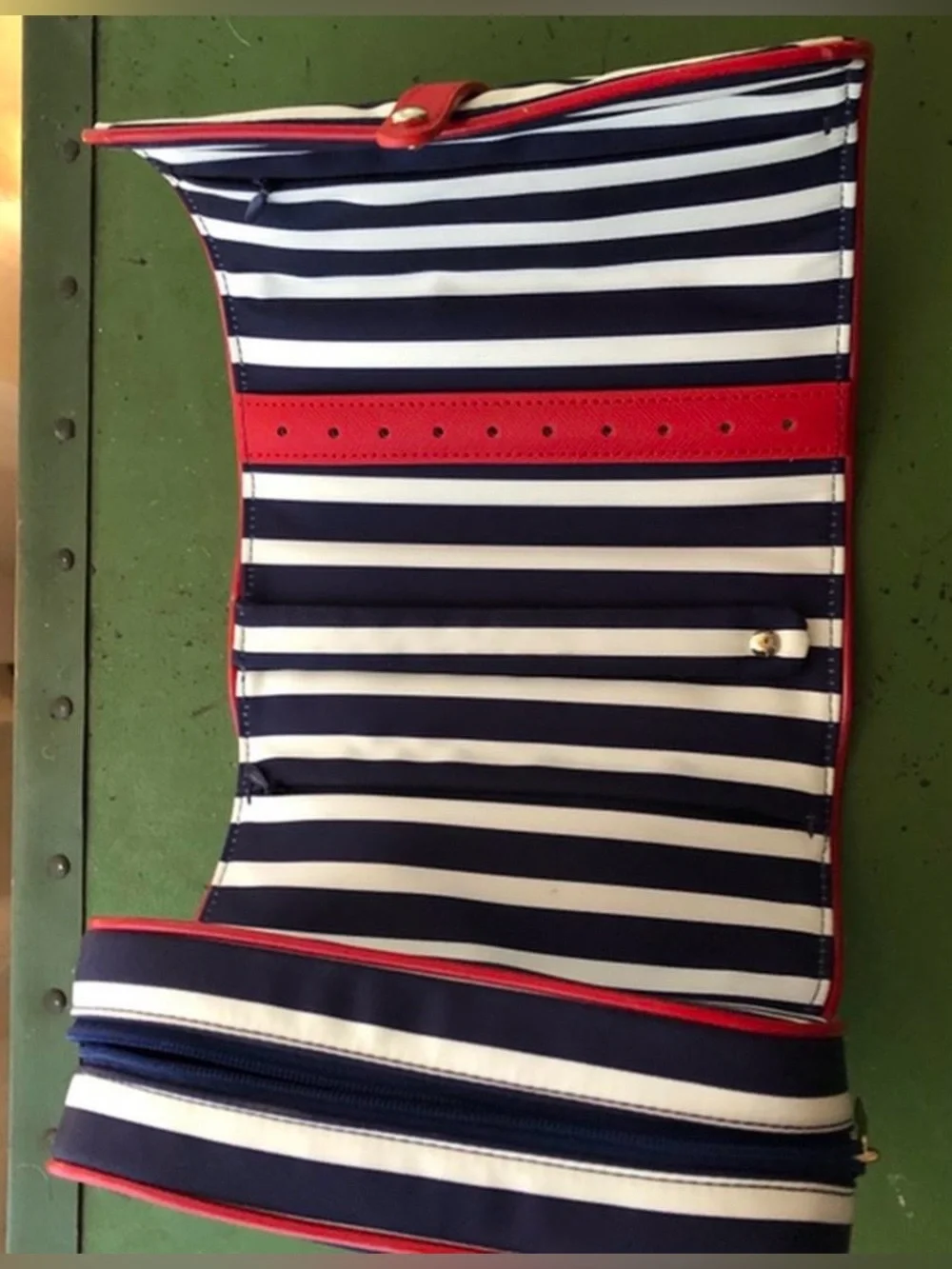 kate spade Navy and White Striped Jewelry Case with Red Tab - Picture 3 of 3